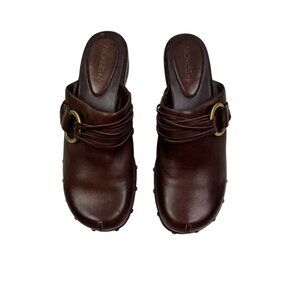Nickels Soft "Vance" Brown Leather Slip-On Studded Mule Clogs Women's Size 8.5 M
